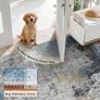 Living Room Rug  Modern Abstract Low Pile Area Carpet Non Slip Washable Mat for Bedroom Hallway Kitchen Laundry  Entryway Utility Beside Sofa Office Blue Gold Image 3