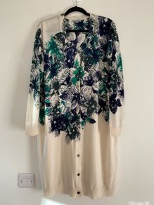 Cos Merino Wool Art Floral Long Cardigan