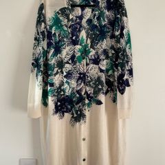 Cos Merino Wool Art Floral Long Cardigan