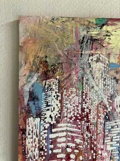 Original Painting Irish Abstract Art Cityscape Pink Original Art contemporary Irish art