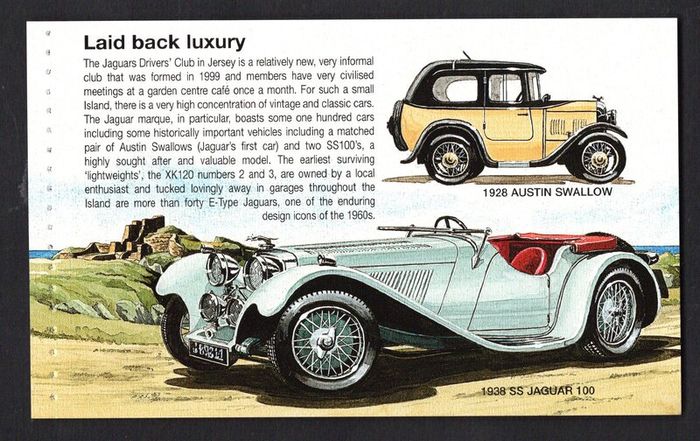 2005 Jersey Motor Festival Classic Cars Commemorative Stamps Booklet Mint Never Hinged (MNH) Photos of panes including