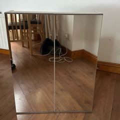 Double Door Mirrored Bathroom Cabinet with Adjustable Shelves