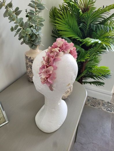 Brand new dusky pink floral crown headpiece fascinator headband crown