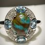 Sterling silver 925 ring with Sierra Nevada Turquoise, Swiss Blue Topaz and Natural Zircon (Sz:S) Image 2