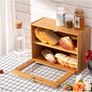 Bamboo Bread Box 2-Layer Large Capacity Countertop Bread Storage with Transparent Window, Suitable for Kitchen Or Dining Table Natural Image 3