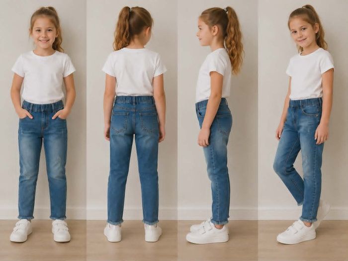 Girls' Stretch Denim Jeggings with Elastic Waist