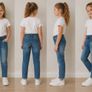 Girls' Stretch Denim Jeggings with Elastic Waist Image 2