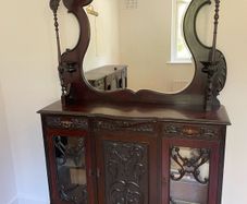 Antique / Vintage Ornate Mahogany Sideboard Display Cabinet with Mirror Back