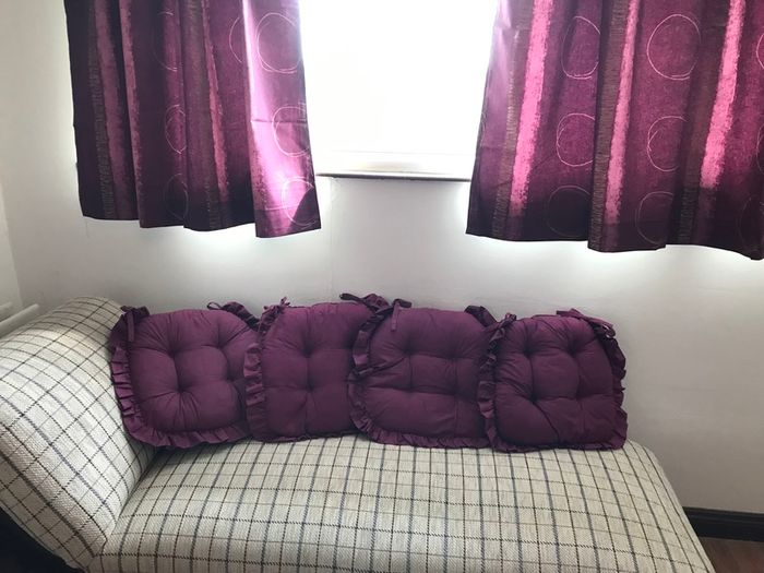 New Curtains + 4 seat cushions