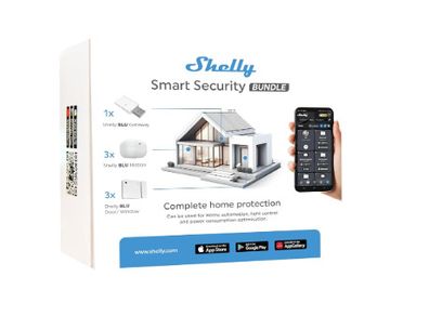 Shelly Smart Security Bundle, Intelligent Bluetooth Security Package with Bluetooth Gateway, Motion Sensor and Window Sensor, Home Automation, No Hub Required, Long Battery Life