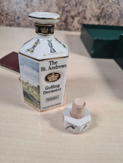 Pointers London Edinburgh Whisky Decanter And Cups Set St Andrews Golf Golfing Vintage