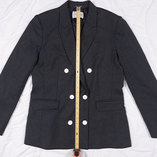 Sandro Paris Black Micro Polka Dot Double-Breasted Tailored Blazer Jacket 12UK/40EU