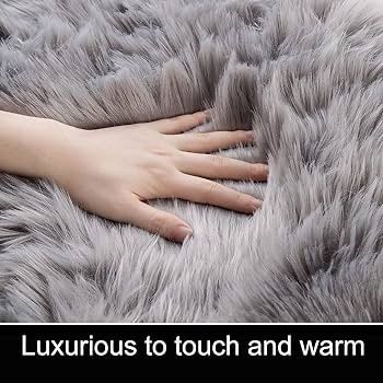 MULTIPLE SIZES/COLOURS AVAILABLE Rectangular Sofa Floor Rugs Faux Fur Fluffy Area Rug Floor Carpet for Living Room Bedroom Decor