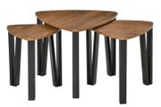 3 PCs Stackable Coffee Table Set Accent Furniture MDF Steel Frame Walnut (FREE POSTAGE)