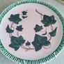 Hanging wall plate Majolica Zell Western Germany 7.75 inches Green Plate Grape Vines and Leaves MINTY Image 3