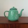 Vintage Duck Egg Green Enamel Tea Pot Image 2