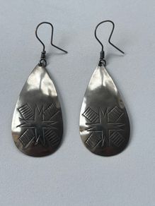 Large Vintage Native American Drop Sterling Silver Earrings