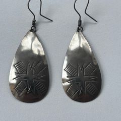 Large Vintage Native American Drop Sterling Silver Earrings