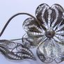 Vintage silver filigree flower brooch Image 3