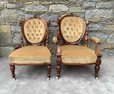 Superb Pair of 19th Century Walnut Armchairs.