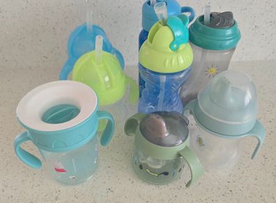 8 Toddler sippy cups and straw cups