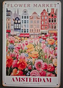 Vintage Style  Metal Sign. Amsterdam, flower market.