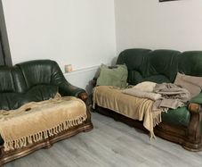 3seater + 2 seater genuine calfskin leather solid French wood
