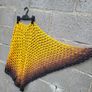 Handmade crochet triangle shawl wrap. Mustard yellow gradient ombre lacy shawl Image 3