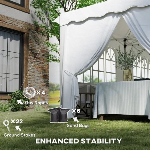 3 x 6m Pop Up Gazebo with Sides, UPF50+ Height Adjustable Marquee Party Tent, Wedding Canopy, Instant Event Shelter with Carry Bag and Sand Bags for Garden, White