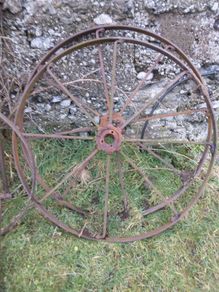 Old hay rake wheels