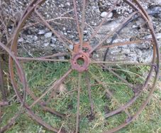 Old hay rake wheels