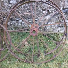 Old hay rake wheels