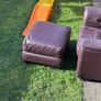 Red Leather Chair Set Image 2