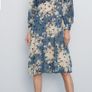 Zara floral midi dress blue and white S Image 4