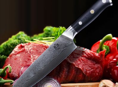 MRK PRESTIGE Damascus Chef Knife, Japanese VG-10 Stainless Steel 8 inch Chef's Knife