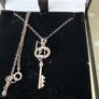silver key on chain with genuine sapphire Image 3