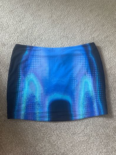White Fox Boutique Coming Back Mini Skirt in the Milky Way blue gradient print
