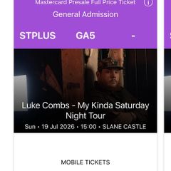 Luke Combs Tickets - Sunday 19th July (Standing Plus)