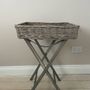 Wicker tray top table foldable table