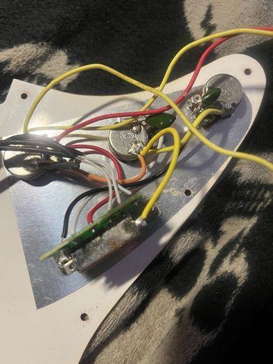 Stratocaster pickups wiring potentiometers volume tone 3 way switch guitar parts