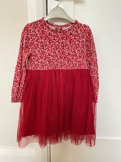 Red dress with tulle skirt