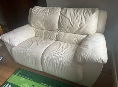 Two seater cream leather couch