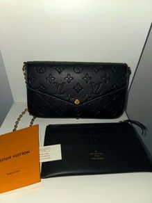 Louis Vuitton Pochette Felicie in Black Embossed Leather