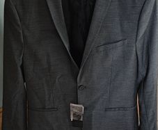 Men's H&M Grey Blazer with Black Trim around Collar Size 40R Super Skinny Fit New with Tags