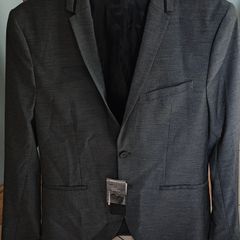 Men's H&M Grey Blazer with Black Trim around Collar Size 40R Super Skinny Fit New with Tags