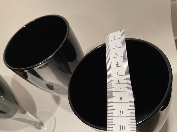 4 vintage black wine glasses  like new