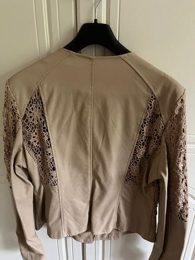 Leather Effect Jacket With Lace Details