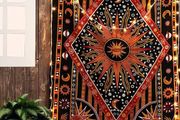 MULTIPLE SIZES AVAILABLE Sun Moon Golden Tapestry Aesthetic Zodiac Mandala Tapestry Wall Hanging Celestial Wall decor Burning Sun Tapestries for Bedroom Tarot Card Boho Tapestrys Hippie 30x40 Inches