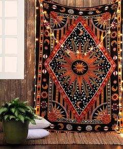 MULTIPLE SIZES AVAILABLE Sun Moon Golden Tapestry Aesthetic Zodiac Mandala Tapestry Wall Hanging Celestial Wall decor Burning Sun Tapestries for Bedroom Tarot Card Boho Tapestrys Hippie 30x40 Inches