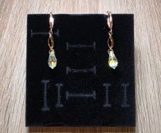 14K Solid Gold Drop Earrings, 585 Hallmarked, Swarovski Crystals, 3.65g